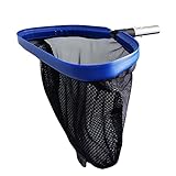Poolvio Professional Heavy Duty Swimming Pool Leaf Skimmer Rake with Deep Double-Stitched Net Bag, Aluminum Frame & Handle for Faster Cleaning & Easier Debris Pickup and Removal