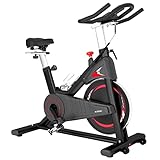 ADVENOR Magnetic Resistance Exercise Bike 350 lbs Weight Capacity - Indoor Cycling Bike Stationary with Comfortable Seat Cushion, Silent Belt Drive（black&red）