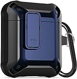 Wonjury Upgraded Armor [Secure Lock] Airpod Case,Shockproof AirPods Cover Cool Case Designed for Apple AirPod 2&1 Wireless Cases for Men Women (Black/Blue)