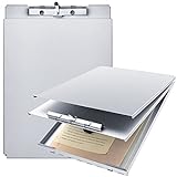 Henoyso Metal Storage Clipboard Bulk Heavy Duty Aluminum Clip Board for Teacher Contractor Medical Construction Christmas Classroom Gifts 12.6x9.2x1 Inch, Fit Letter Size 8.5x11 Inch Paper(1 Pcs)