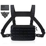 WYNEX Tactical Chest Rig Pack for Men, Running Chest Bag with Front Loop Airsoft Recon Chest Rigs for Hunting Outdoor EDC Combat Patch Included Black