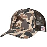 EDTREK Performance Waterfowl Hunting Hat with American Flag Patch - Camo Duck Hunting Hat with Duck Embroidery (Old School Camo), One Size