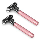 OUDEW 2 Packs Car Safety Hammer, Car Glass Breaker with Seat Belt Cutter, Automotive Escape Tool, Metal Window Breaker, Emergecy Safety Hammer for Car Accidents (Pink)