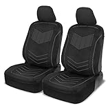 Motor Trend Super Sport Gray Faux Leather Car Seat Covers, Front Seats – Modern Two-Tone Design, Easy to Install Seat Protectors, Universal Fit Interior Accessories for Car Truck Van and SUV