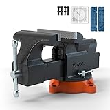 VEVOR Bench Vise, 6-inch Jaw Width 5.9-inch Jaw Opening, 360-Degree Swivel Locking Base Multipurpose Vise w/ Anvil, Heavy Duty Ductile Iron Workbench Vise w/ Bolts & Nuts, for Drilling, Pipe Cutting