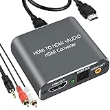 HDMI Audio Extractor 4K, Hdiwousp HDMI to HDMI Audio Optical Stereo 3.5mm Jack, HDMI Audio Converter with HDMI Cable to Toslink SPDIF AUX Output Support HDCP1.4 3D for PS4/Roku/Bul-Ray