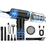 3 in 1 Compressed Air Duster/Pump & Wireless Vacuum Cleaner - 3 Level Adjustable, 68W Power - Cordless Portable Air Blower with LED Light & 10 Kits for Keyboard, Car, Replace Air Can