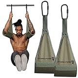 Gymreapers Hanging Ab Straps For Core Strength and Abdominal Training - Padded Adjustable Arm Supports For Bodyweight Exercises (Ranger Green)