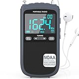 Greadio NOAA Weather Alert Radio, AM FM Radio Portable with Best Reception,Transistor Radio with 900mAh Rechargeable Battery,LCD Display,Earphone Jack,Digital Clock,for Emergency,Hurricane