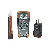 Southwire 10037K Electrical Test Kit with Full-Function Multimeter Non-Contact Voltage Detector and Outlet Tester Includes Test Leads and Batteries,Brown