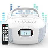 Greadio Boombox CD Player, Portable FM Radio CD Player with Bluetooth 5.1, LCD Display, AC/Battery Powered, Remote Control, TF/USB/AUX Port, Headphone Jack, CD-R/CD-RW Compatible for Home,Senior,Kids