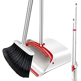 Masthome Broom and Dustpan Set with 52' Long Handle, Upright Stand Up Dustpan and Broom Combo, Easy to Store, Outdoor Indoor Broom Household Cleaning Supplies for Home Kitchen Room Office