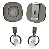 MNGARISTA 2 Pack Heavy Duty Metal Retractable Keychain with Belt Clip, 8 oz Retraction, 31.5' Steel Cable, Zinc Alloy ID Badge Reel Key Chain Retractor, (Dark Gray)