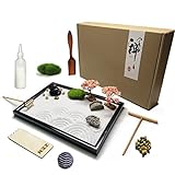 Aovoa Zen Garden for Desk, Japanese Zen Garden Kit with Sand Stamp Sphere and Essential Accessories, Mini Zen Sandbox Office Decor Kit for Relaxation, Meditation Gift