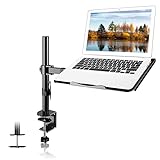 suptek Single Laptop Notebook Desk Mount with Tray for 13-27 inch Computer Screen, Fully Adjustable Laptop Desk Arm for Laptop Notebook up to 17’’, Weight up to 15.6 lbs