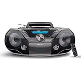 Philips Portable CD Player Bluetooth with Cassette All in one Powerful Stereo Boombox for Home with mega Bass Reflex Speakers, Radio/USB / MP3/ AUX Input with Backlight LCD Display