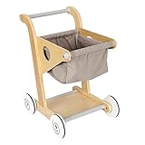 Tongina Wooden Shopping Trolley Little Shopper Role Play Pretend cart , 30x34x45cm