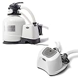 Intex 3000 GPH Sand Filter Pump with Built-In Timer and Krystal Clear Saltwater System Maintenance Set for Above Ground Outdoor Swimming Pools