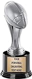 Crown Awards Football Trophies with Custom Engraving, 7.25' Personalized Silver Iconz Football Trophy On Deluxe Round Base 1 Pack Prime