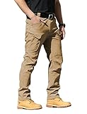 YAXHWIV Men's Flex Ripstop Tactical Pants Lightweight Hiking Casual Cargo Pants for Men with Multi Pockets Water Resistant