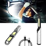 Prayki Mechanic Work Light, 1500 Lumen Bright Magnetic Mechanic Flashlight, Rechargeable LED Work Light for mechanics, 180°Rotate 4 Modes, for Car Repairing/UnderHood/Emergency