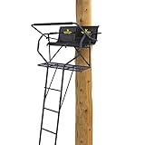 Rivers Edge® Relax 2-Man Ladder Stand, 16’10” Height, Large Platform, TearTuff™ Mesh Seat, Flip-Back Shooting Rail, RE668