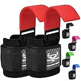 BEAST RAGE Workout Hooks for Men, Durable Coated Grip Gym Straps for Weightlifting Wrist Wraps Training Weight Lifting Strength Fitness Bodybuilding Anti Slip Women Hook Exercise (Red)