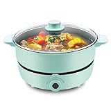 UNAOIWN Multifunction Hot Pot Electric with Burner Shabu Shabu Pot Cooker Non-Stick Skillet Chinese Hot Pot Soup Cookware 5.3 Quart for 6-8 People Family Party