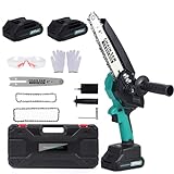 NICEGREEN LIFE 6'& 8' Mini Chainsaw Cordless, 2-IN-1 Electric Chain Saw, Upgraded Handheld Chainsaw, Small Chainsaw With Security Lock, Trees Branches Trimming Wood Cutting (2Batteries and 2Chains)