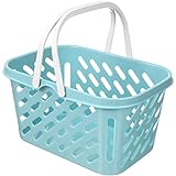 Toyvian Storage Baskets Small Shopping Basket, Shopping Basket Toy Plastic Grocery Basket with Handle Storage Basket Pretend Play Toy for Kids Party Supplies Blue Toy Shopping Cart