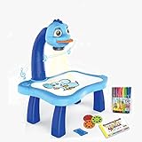 Children's Drawing Projector Board,Projection Painting Drawing Table,Trace and Draw Projector with Light & Music for Kids Boys Girls (Blue)