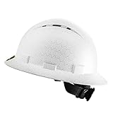 ProtectX Premium Full Brim Hard Hat, Cascos De Construccion for Safety, Vented, 6-Point Adjustable Ratchet Suspension, White Hexagon, OSHA/ANSI Compliant