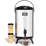 WantJoin Insulated Beverage Dispenser-75 Cup Hot&Cold water Urn for Catering-Stainless Steel Premium 12 L/3.2 Gallon Hot Drink Dispenser with Spigot for Coffee & Hot tea,Cold Milk,Water,Juice(Silver)
