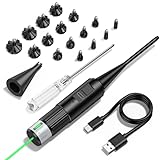 CVLIFE USB Rechargeable Laser Bore Sight Kit, Green Bore Sight Kit with 16pcs Adapters and Arbor, Hunting Laser Boresighter Kit for .17 to 12GA Caliber Rifles Pistols Handgun