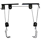 Bike Lift Hoist for Garage Storage - Heavy Duty Ceiling Mountain Bicycle Hanger Pulley Rack 100 lb Capacity
