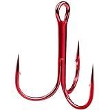 Easy Catch 100pcs 8# Red O'Shaughnessy Sharpened Treble Hooks