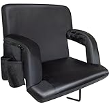 Avocahom Portable Stadium Seat Chair Extra Wide 25Inch Reclining Bleacher Seat w/Padded Backrest & Armrests, Waterproof & Anti-Slip, Camping, Concerts, Sports, Black