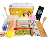 Sushi Making Kit, Upgrade Sushi Kit with Guide Includes Bazooka Roller, Cutting Mold, Bamboo Mats, Musubi Maker, Onigiri Mold, Sushi Knife, Chopsticks, Sauce Dishes & More All-in-One DIY Sushi Gift