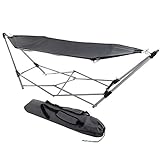 Lavish Home Portable Hammock with Stand and Carrying Bag for Indoor,Outdoor,Patio,Deck,Yard,Beach,Outside 94' L x 31' W Gray Set of 1