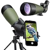Gosky Updated 20-60x80 Spotting Scope with Tripod, Carrying Bag - BAK4 Angled Scope for Target Shooting Hunting Bird Watching Wildlife Scenery (Phone Mount+SLR Mount Compatible with Canon) 1