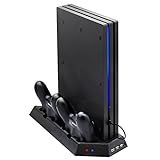 FASTSNAIL Vertical Stand Compatible with PS4 Pro with Cooling Fan, Controller Charging Station Compatible with Playstation 4 Pro, Charger for DualShock 4 Controller with LED Charging Indicator