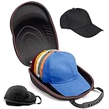 Hard Hat Case for Baseball Caps,Hat Carrier Travel Case with One Black Baseball Cap and Adjustable Shoulder Strap,Hat Organizer Holder Bag for 6 Baseball Caps (Black)