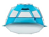 Pacific Breeze Easy Setup Beach Tent Deluxe XL with extendable Floor for Privacy, SPF 50+ Pop Up Beach Tent Provides Shade for 4 or More People