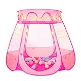 Princess Tent for Kids with 50 Balls,Toys for 1 2 3 Year Old Girl Birthday Gift with Star Light,Pop Up Ball Pits for Toddlers 1-3 with Carrying Bag, Indoor & Outdoor Play Tent