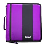 Case-It The Classic Zipper Binder - 2 Inch O-Rings - Multiple Pockets - 800 Sheet Capacity - Comes with Shoulder Strap - Deep Purple D-251