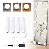 Vanity Lights for Mirror, 16 LED Bulbs Hollywood Makeup Lights, 3 Color Modes, Dimmable Brightness, Plug in, Stick up, for Dressing Table Bathroom Body Wall Mirror Lights