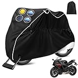 Motorcycle Covers All Season Motorbike Covers Universal Weather Waterproof Sun Outdoor Protection Tear Proof with Night Reflective & Lock-Holes Storage Bag, Fits up to 96.5' Motorcycles Vehicle Cover