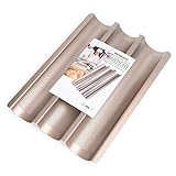 Hesanzol Baguette Pans for Baking 15' x 11', Carbon Steel 3 Loaf Nonstick Baguette Baking Tray for French & Italian Perforated French Bread Pan