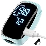 Fingertip Pulse Oximeter, Oxygen Meter Finger Blood Oxygen Saturation with Lanyard Pulse Monitor Rechargeable, Spo2 Reading for Home, Outdoor Sports TY05 Blue