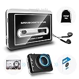 Updated Cassette Tape Player with Speaker Portable Cassette to MP3 Converter Audio Cassette to Digital Converter via USB Auto Reverse Clear Stereo Compatible with Mac Laptops & Personal Computers